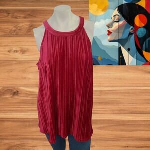 Torrid Red‎ Velvet Pleated Goddess Halter Tank Top Blouse  Women's Sz 0